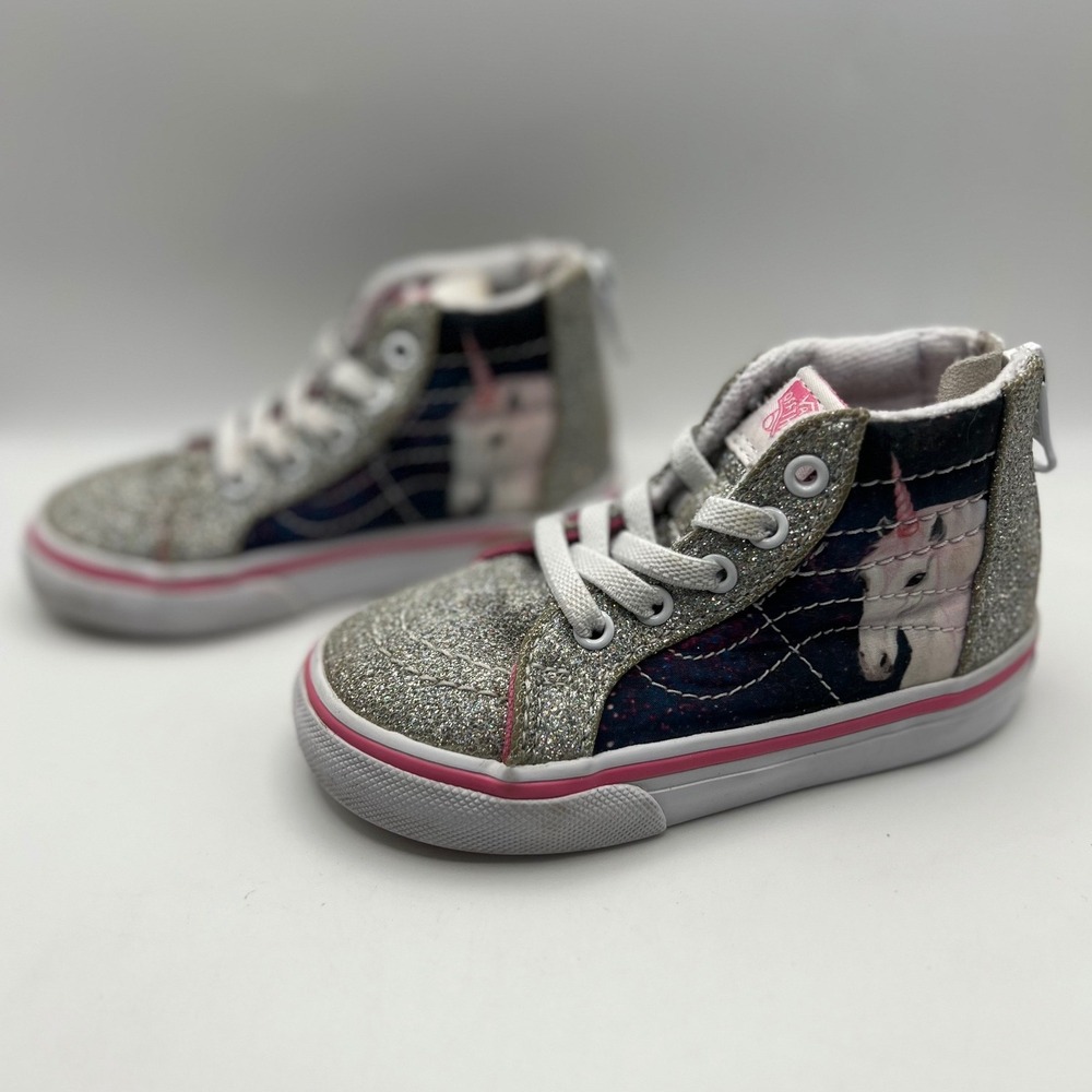 Vans SK8-Hi Zip Digi Unicorn Glitter Toddler Shoes Size 6.0 ECU